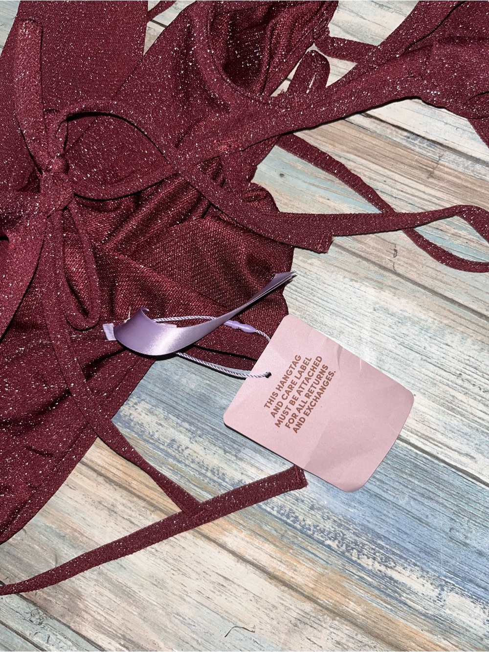NWT Savage X Fenty Burgundy Shimmer Cutout Long Sleeve Bodysuit Small - Picture 4 of 7